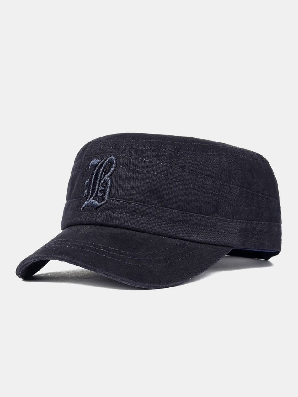 Vintage militaire geborduurde flatcap met casual klep