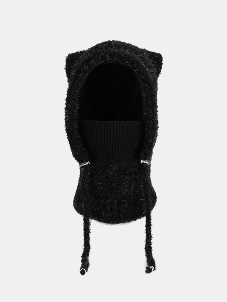 3-in-1 Fleece Gevoerde Balaclava Gebreide Muts Met Sjaal Gezichtsmasker