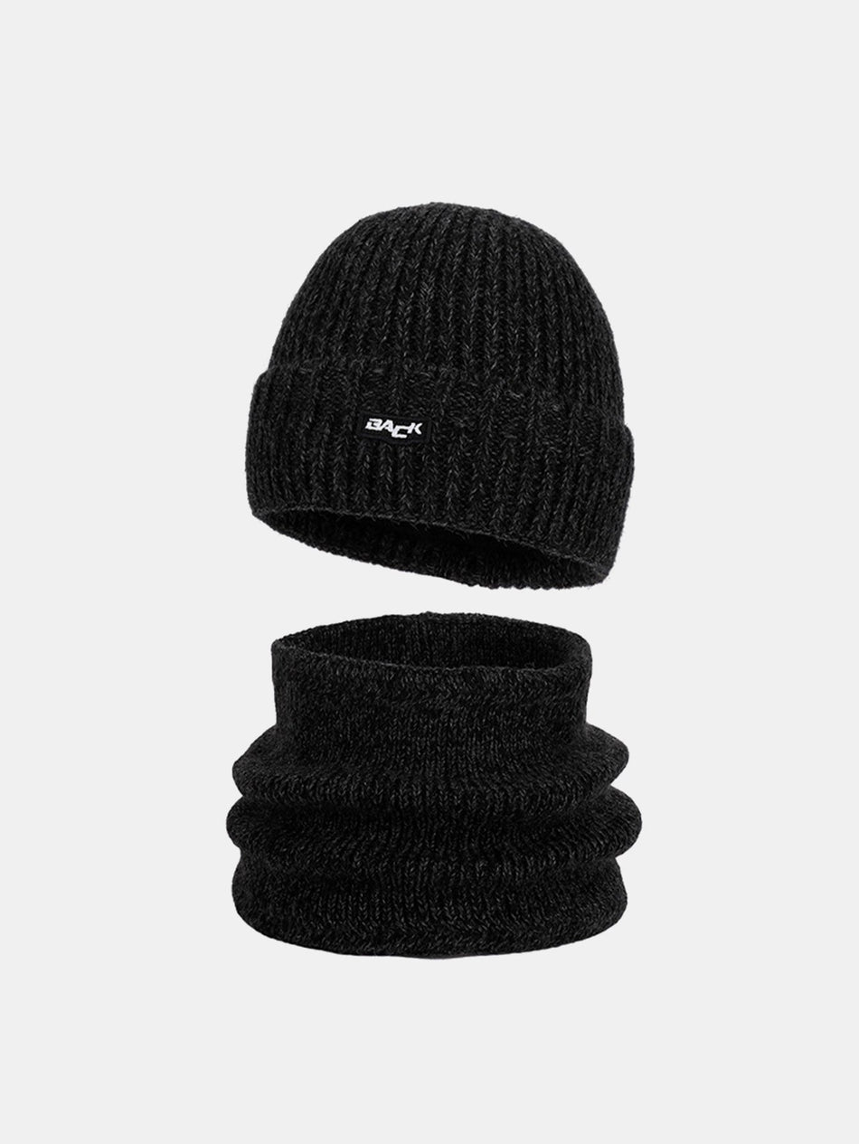 Winter Fleece-gevoerde Gebreide Muts Met Warme Sjaal