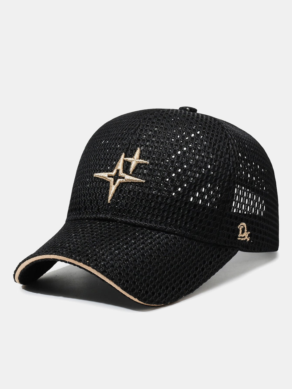 Ademend Volledig Mesh Ster Geborduurde Pet | Verstelbare Sneldrogende Casual Sport Baseballpet