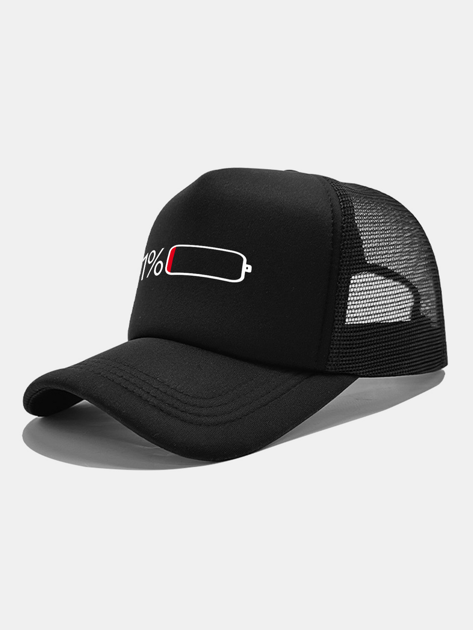 1% Batterij Print Mesh Baseballpet
