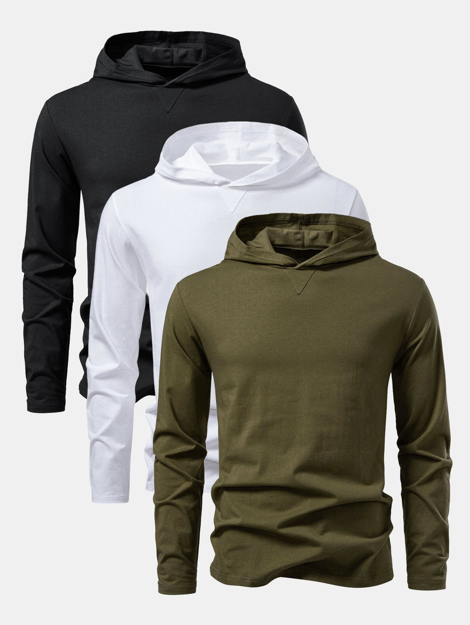 3-delige katoenen capuchonshirt met lange mouwen