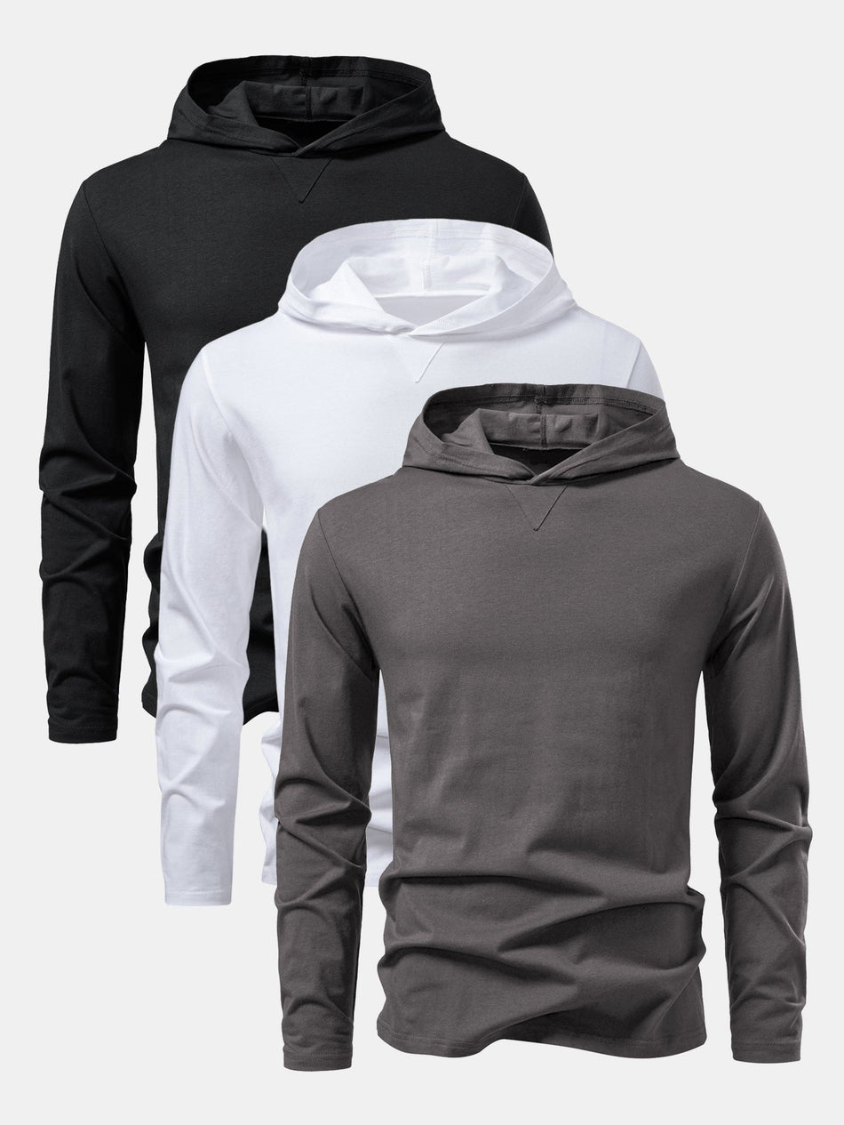 3-delige katoenen capuchonshirt met lange mouwen
