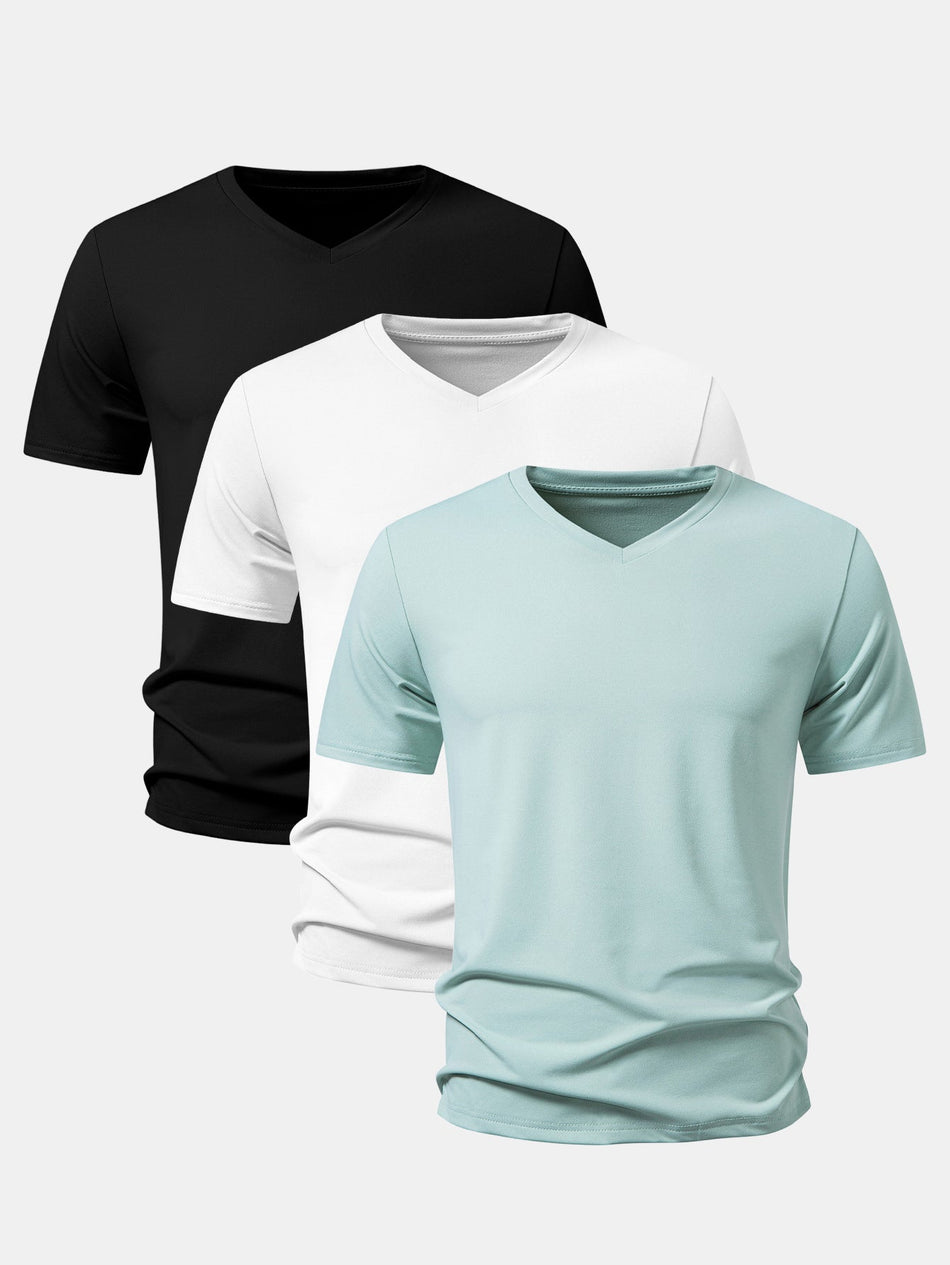 3-delige basic T-shirt met V-hals