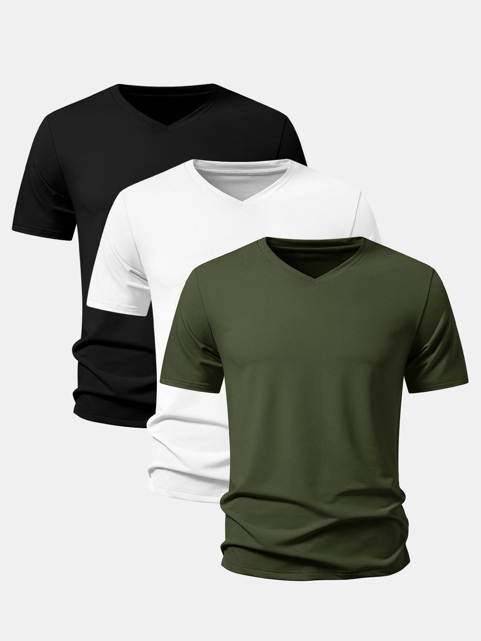 3-delige basic T-shirt met V-hals