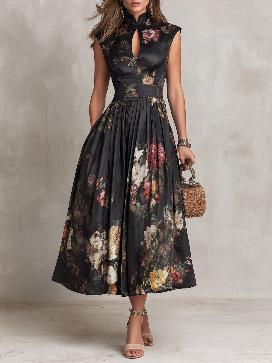 Corinne | Pleated Satin Dress