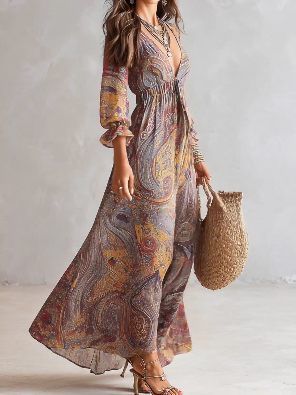 Amara | Paisley V-Neck Dress