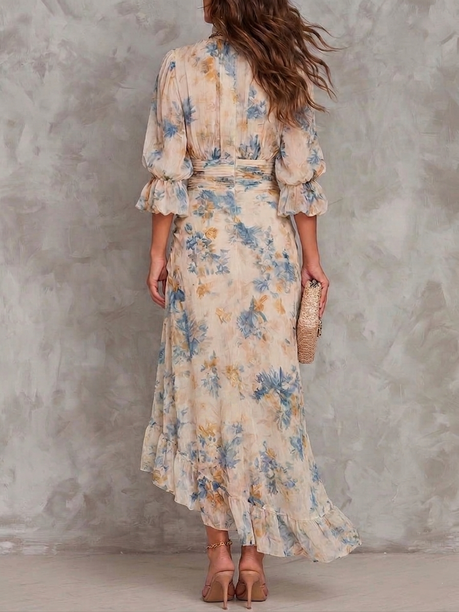 Adele | Floral Dress with Uneven Hem