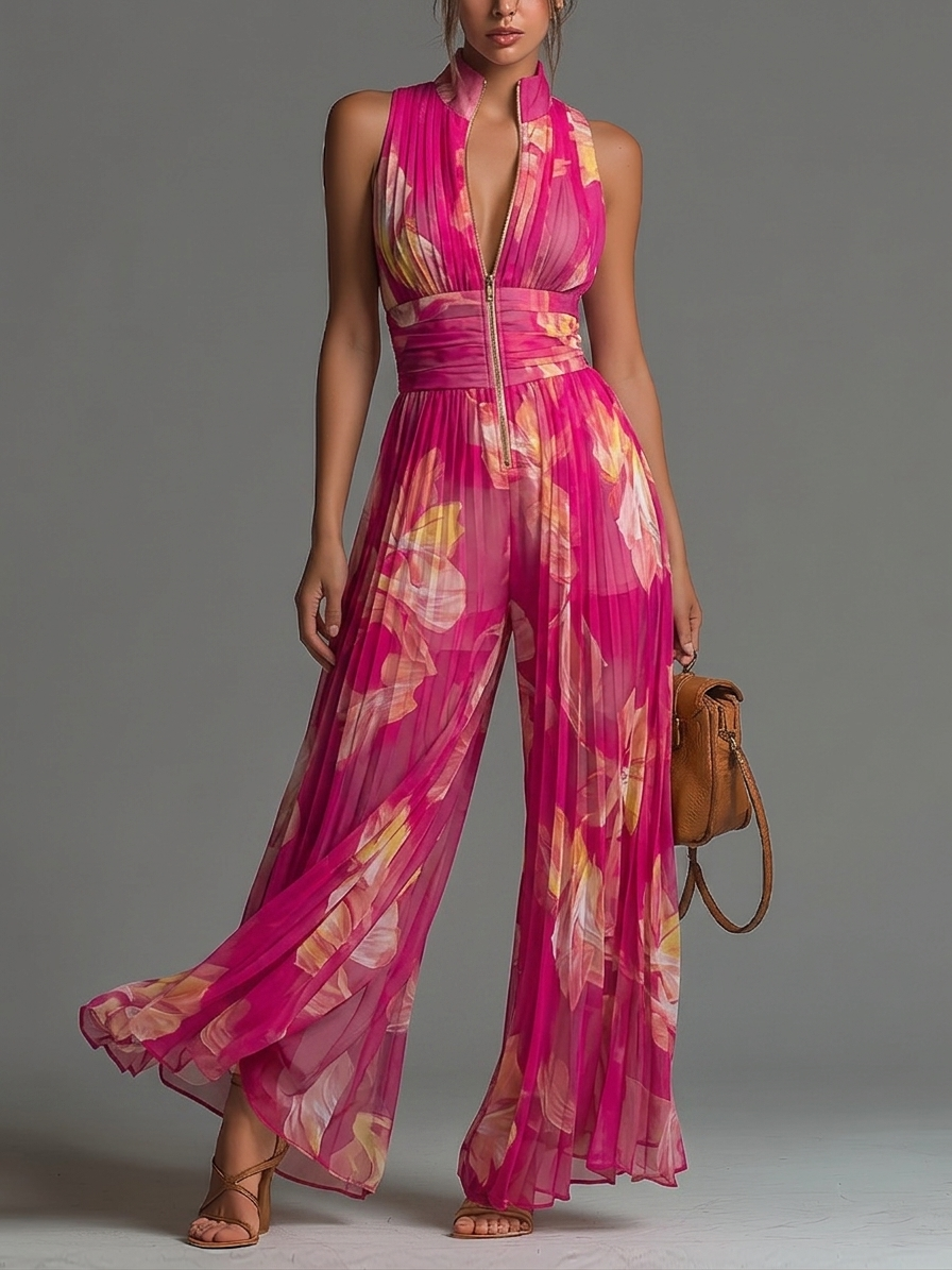 Delfina | Pleated Zip Jumpsuit