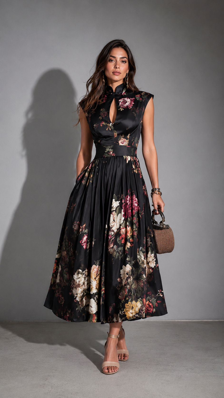 Corinne | Pleated Satin Dress