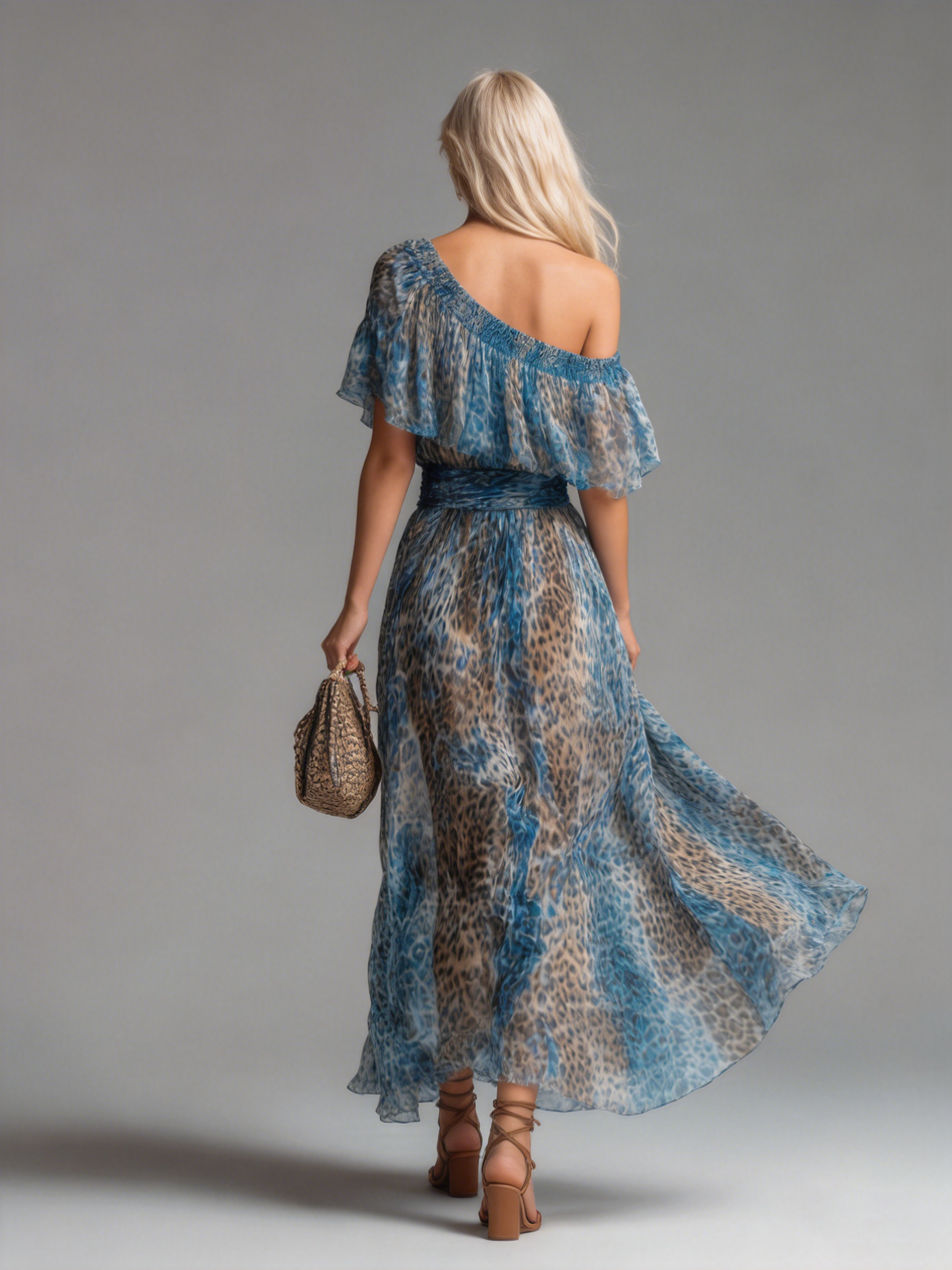 Seraphina | Asymmetric Leopard Maxi Dress