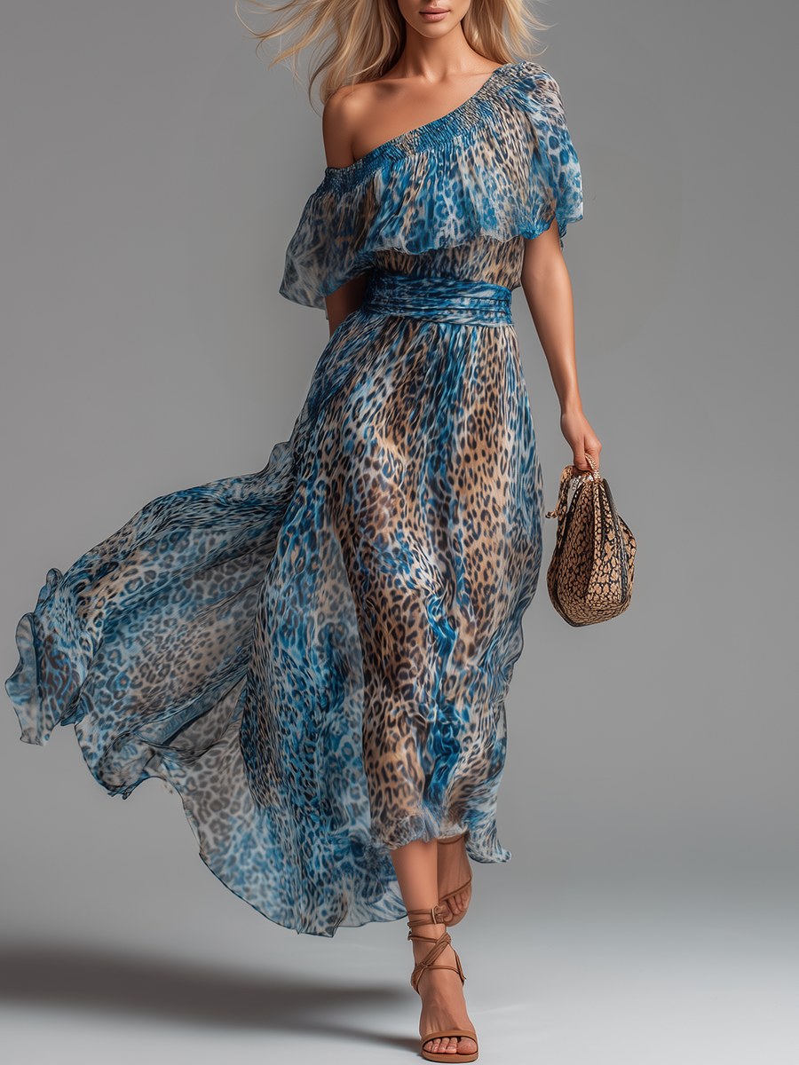 Seraphina | Asymmetric Leopard Maxi Dress