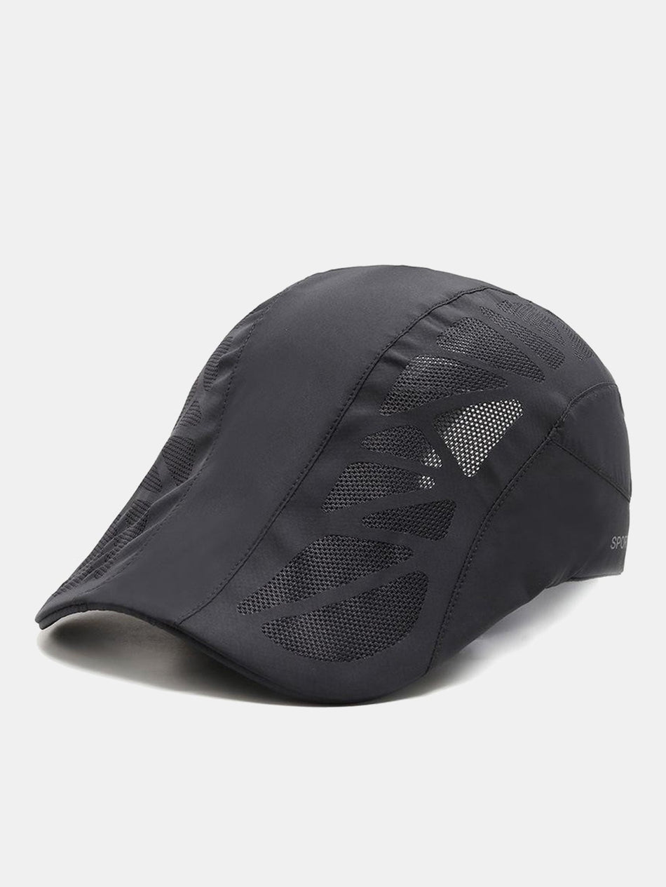 Ademende mesh paneel nieuwsboy pet - verstelbare sneldrogende sportieve flat cap voor hardlopen, wandelen & golf